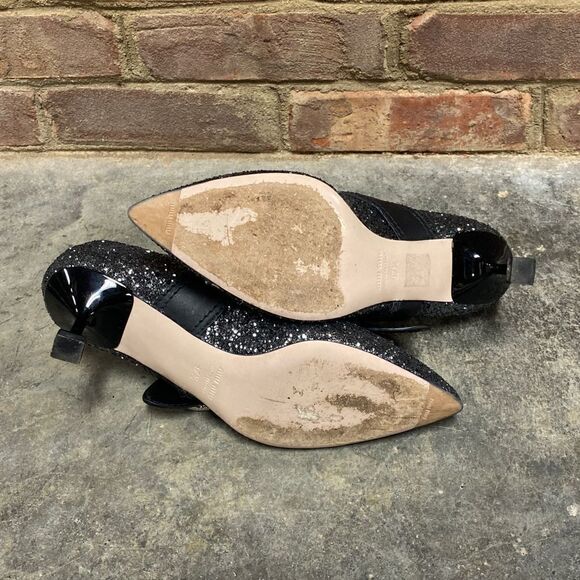 Miu Miu Glitter Jeweled Buckle Pointed Toe Pump Size 37.5 - Picture 7 of 10
